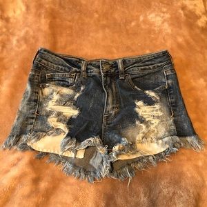 Distressed high rise shorties